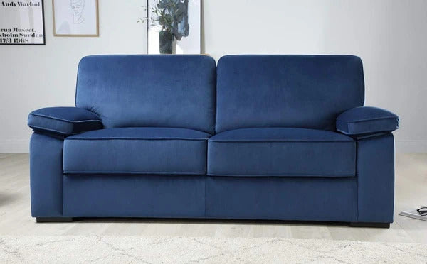 5 Seater Sofa Set:- Blue Velvet Fabric Sofa Set 