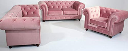 5 Seater Sofa Set:- Chesterfield (2+2+1) Fabric Sofa Set (Pink )