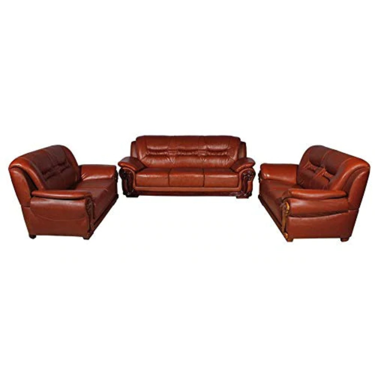 5 Seater Sofa Set Chocolate Leatherette Sofa Set