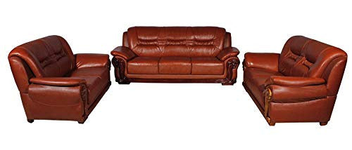 5 Seater Sofa Set:- Chocolate Leatherette Sofa Set