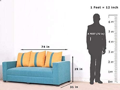5 Seater Sofa Set Cyan Fabric Sofa Set (Sky Blue)
