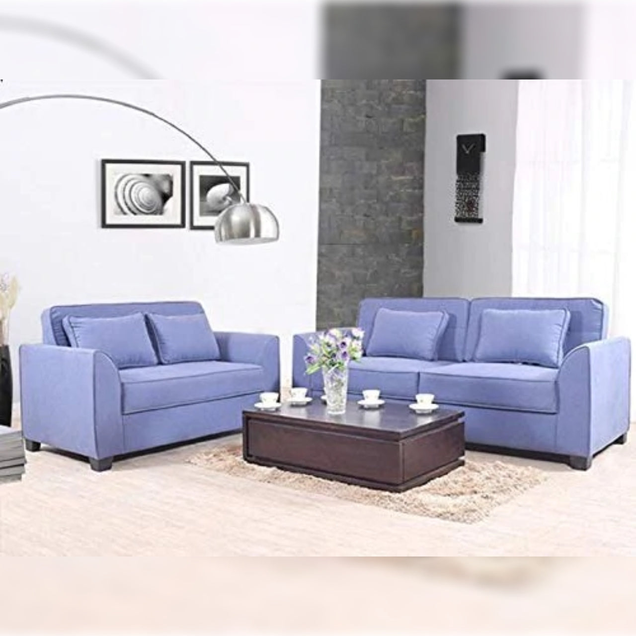 5 Seater Sofa Set Fabric Sofa Set (Blue)