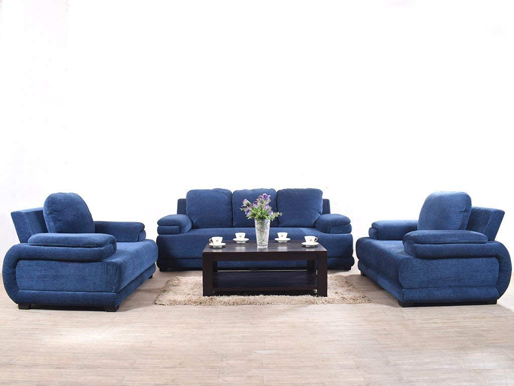 5 Seater Sofa SetLessee (3+1+1) Fabric Sofa Set (Blue)