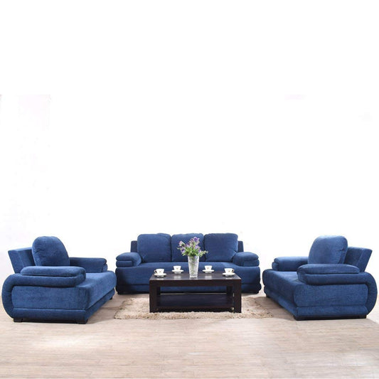 5 Seater Sofa Set Lessee (3+1+1) Fabric Sofa Set (Blue)