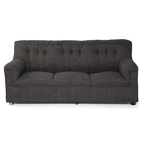 5 Seater Sofa Set Mono (3+1+1) Fabric Sofa Set (Dark Grey)