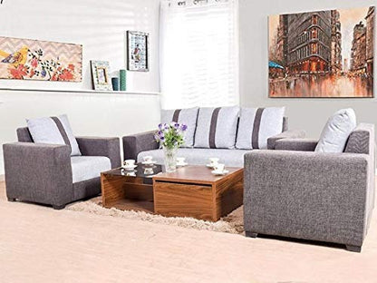 5 Seater Sofa Set:- Nebro (3+1+1) Fabric Sofa Set (Grey)