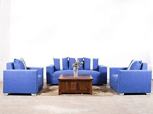 5 Seater Sofa Set:- (3+1+1) Fabric Sofa Set (ink Blue)