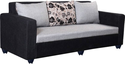 5 Seater Sofa Set (3 + 1 + 1) Fabric Sofa Set (Black and Grey)