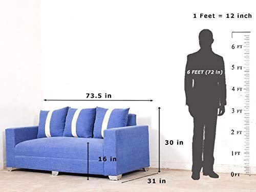 5 Seater Sofa Set (3+1+1) Fabric Sofa Set (ink Blue)