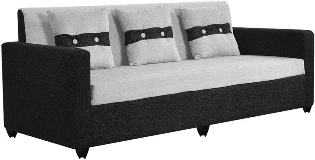 3 Seater Sofa:- Winslow Fabric Sofa Set  (Black & Grey)