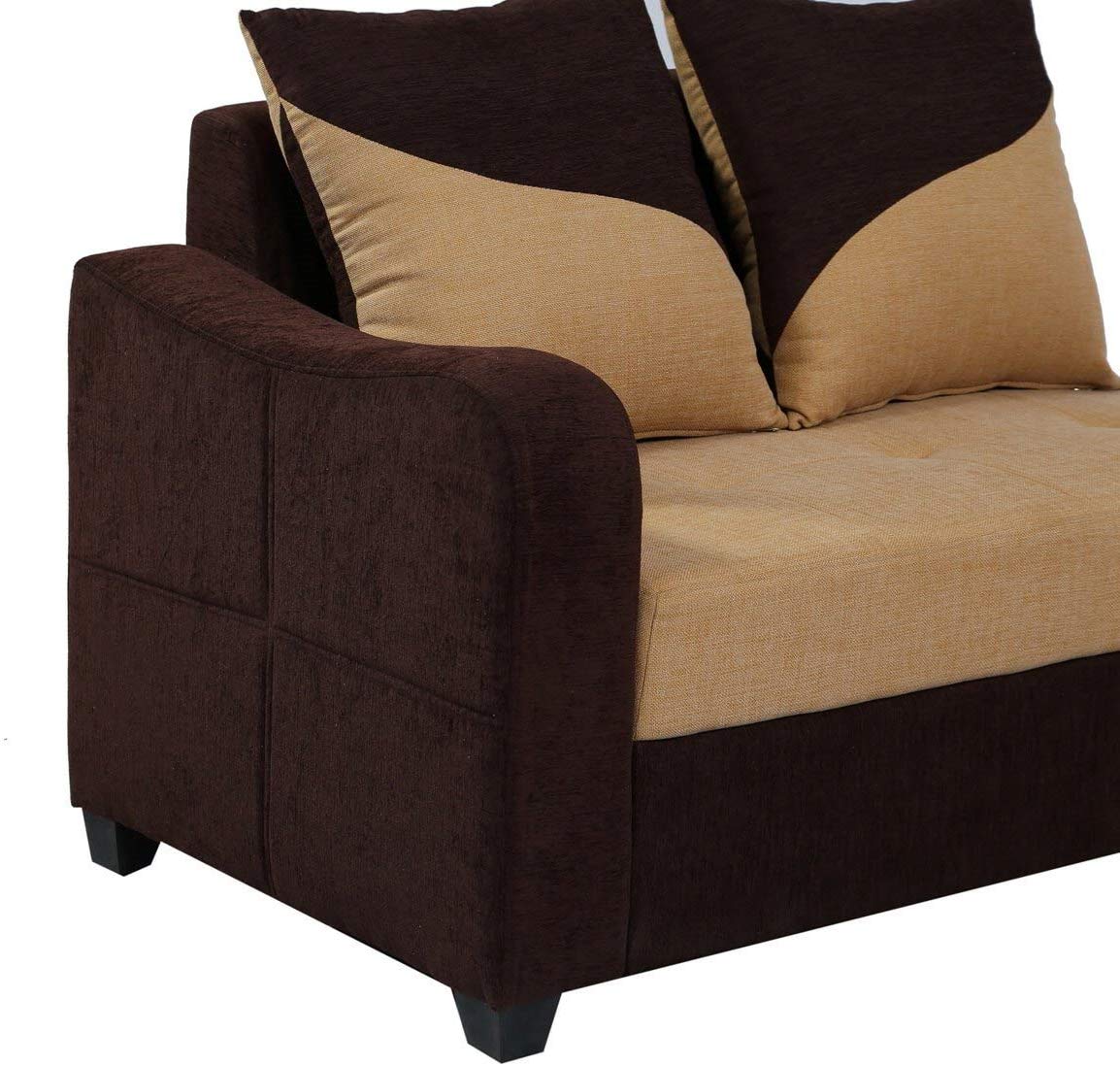 L Shape Sofa Set- Sato Fabric Sofa Set (Beige and Brown)