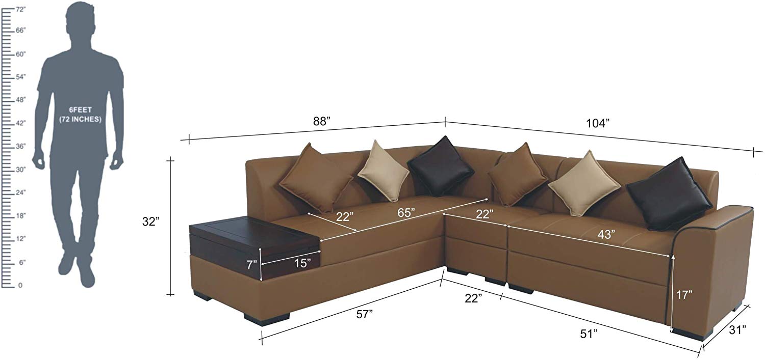 L Shape Sofa Set:- Rome 6 Seater Fabric Sofa Set