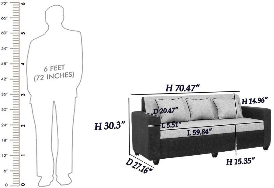 3 seater sofa size deals in feet