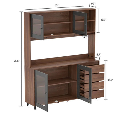 Hutch Cabinets: 63'' Wide Hutch Cabinet And Microwave Stands