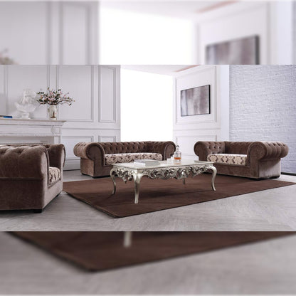 6 Seater Sofa Set- Alden Transitional (3+2+1) Hardwood Fabric Sofa Set (Standard Size, Brown)