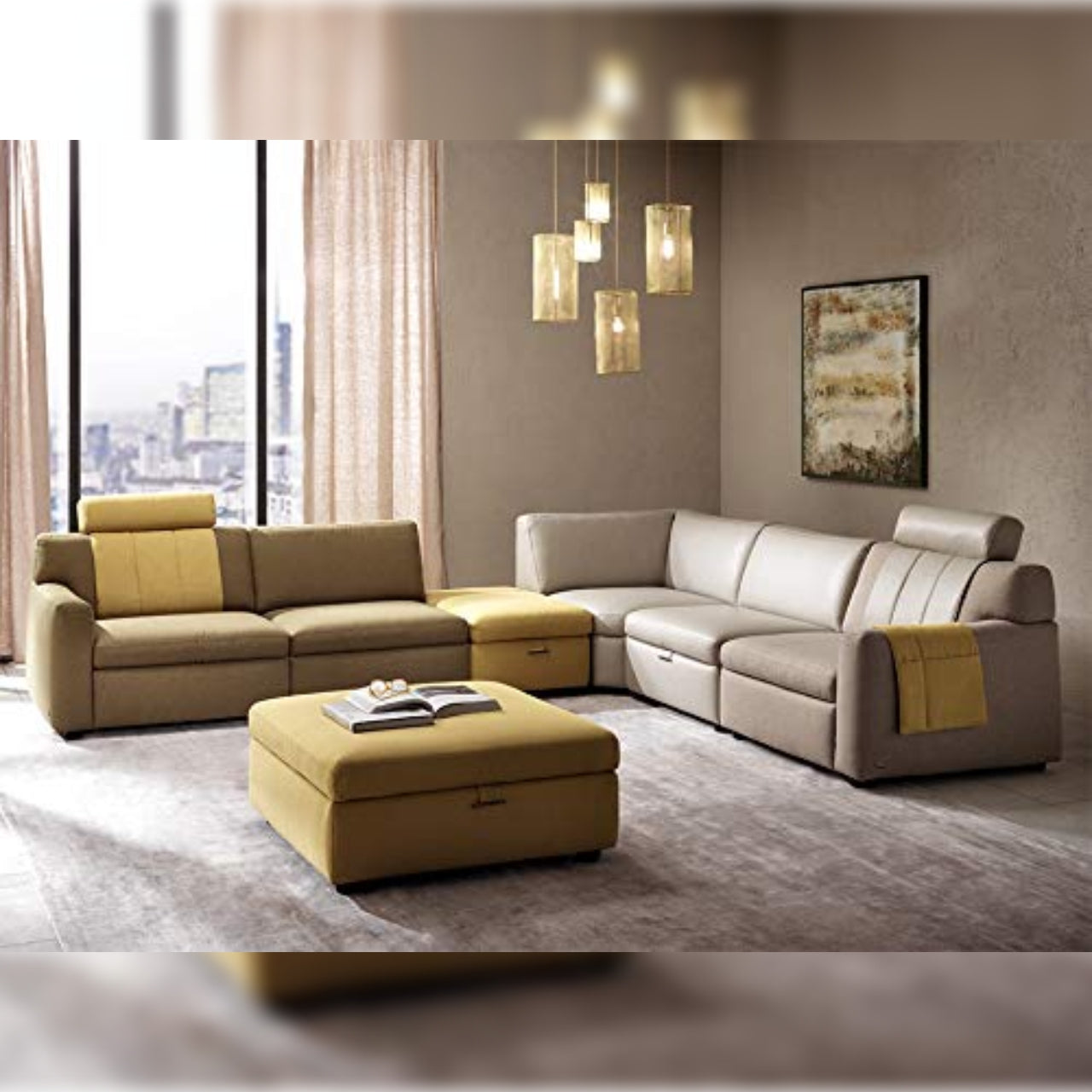 Modular Sectional Leather Sofa Set