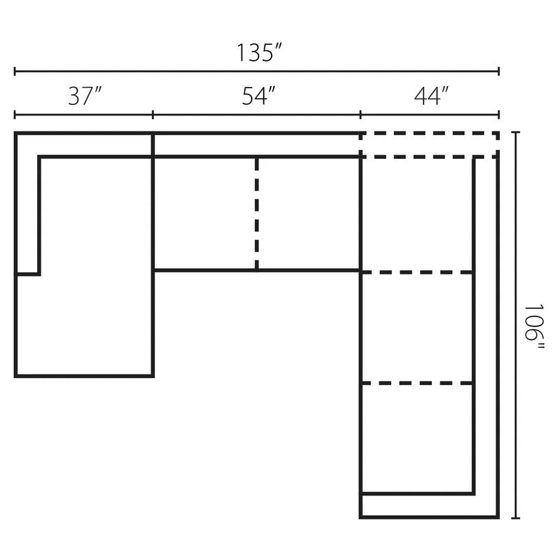 U Shape Sofa Set: 135" Sofa & Chaise Soft Set