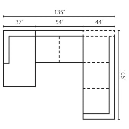 U Shape Sofa Set: 135" Sofa & Chaise Soft Set