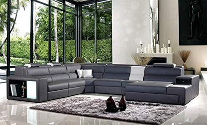 6 Seater Sofa Set:- Sectional Bonded Leatherette Sofa Set (Grey)