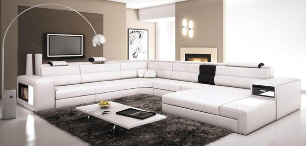 6 Seater Sofa Set:- Sectional Bonded Leatherette Sofa Set (Grey)