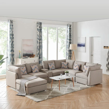 7 Seater Sofa Set:  131" Wide Modular Corner Sectional  U Shape Sofa Set