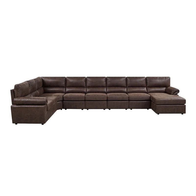 7 Seater Sofa Set : 178.5" Wide Faux Leatherette Left