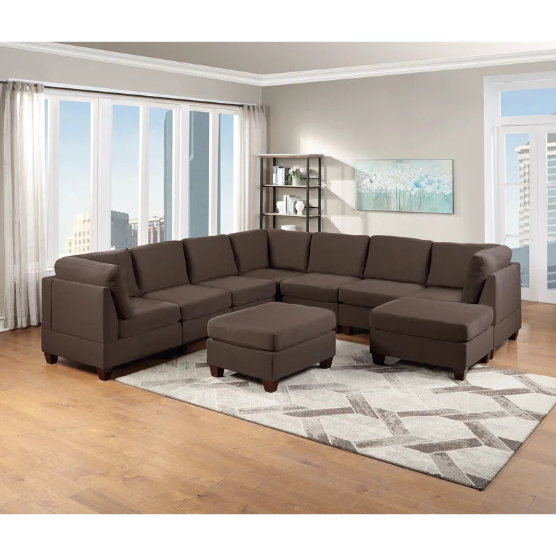 7 Seater Sofa Set: U Shape 116" Wide Sectional Sofa Set