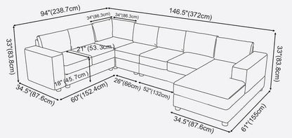 7 Seater Sofa Set : U Shape Reversible Sectional Sofa