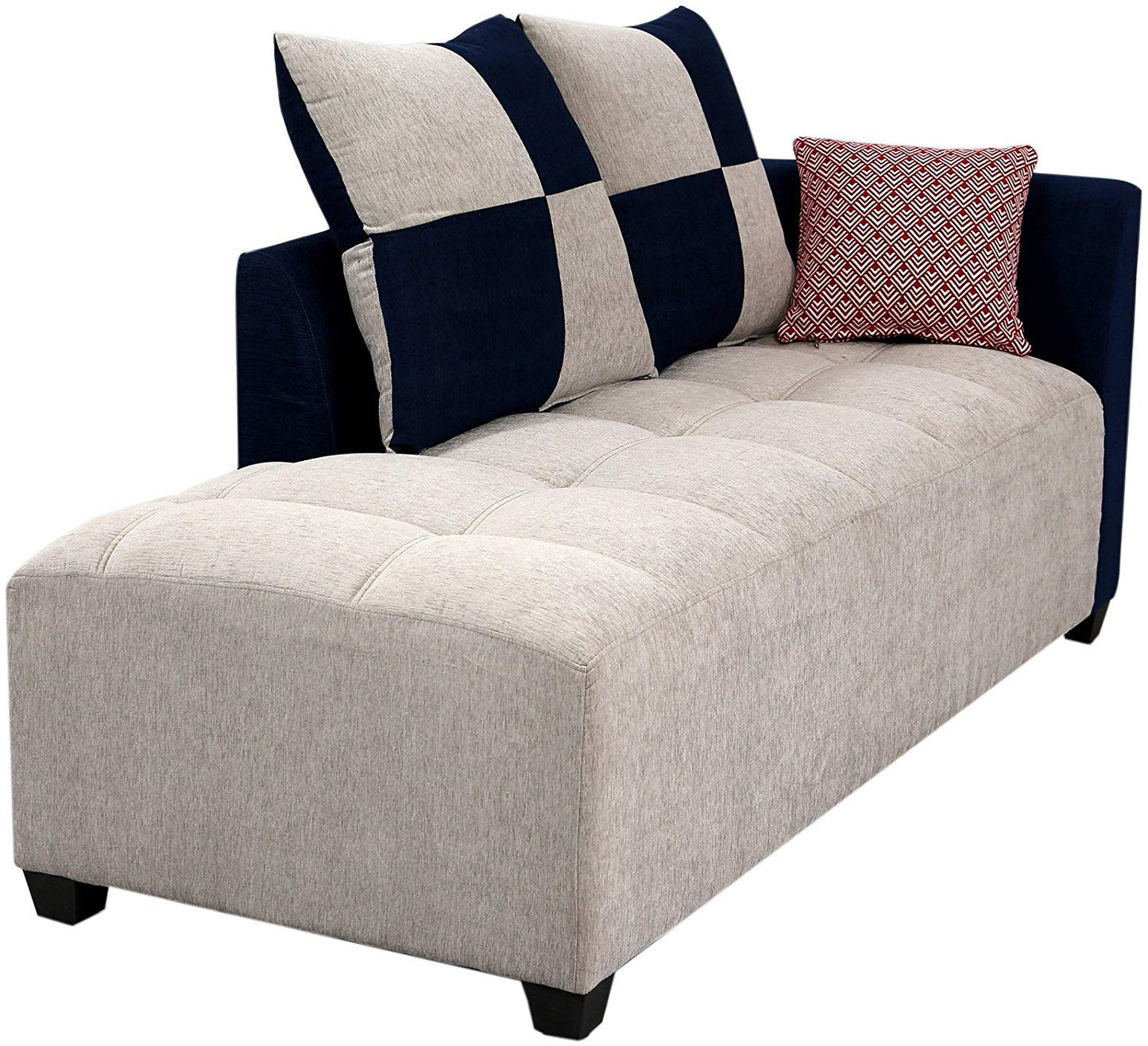 L Shape Sofa Set- Fabric Sofa Set (Grey and Blue)