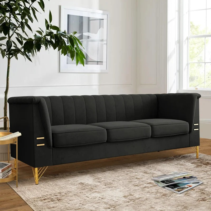 Office Sofa: 83.5'' Velvet Tuxedo Arm Sofa