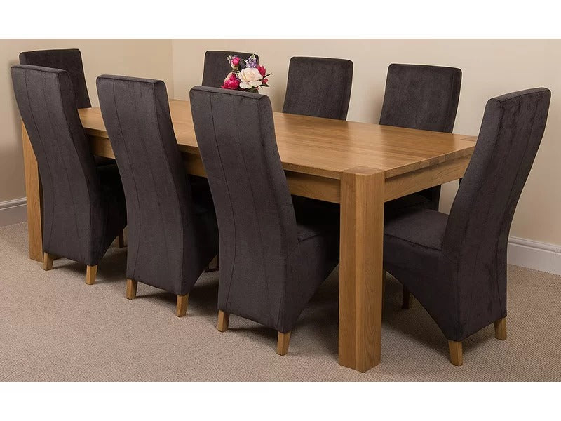 8 Seater Dining Set: 8 Person Solid Oak Dining Set