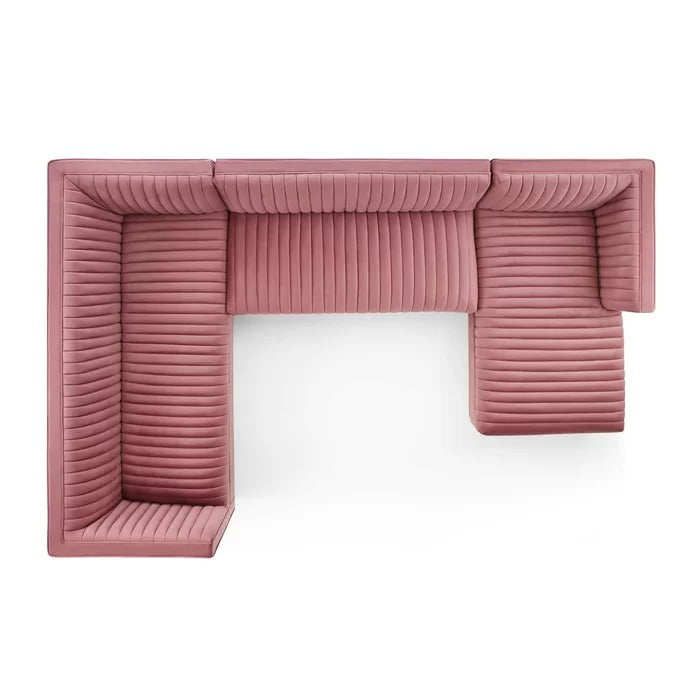 8 Seater Sofa Set: 123" Wide Velvet Symmetrical Sectional