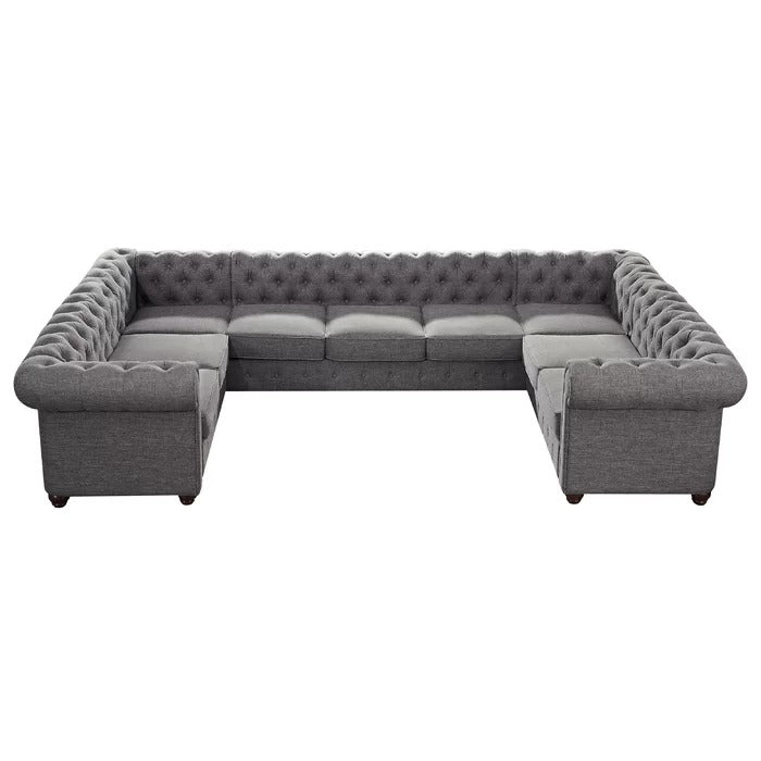 8 Seater Sofa Set: 135" Wide Linen Symmetrical Sectional