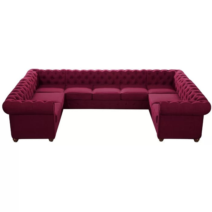8 Seater Sofa Set: 135" Wide Linen Symmetrical Sectional