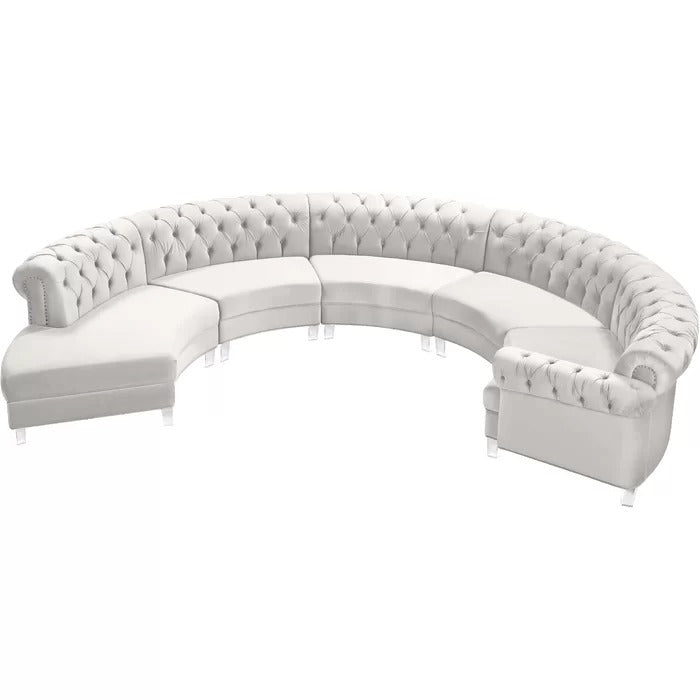 8 Seater Sofa Set: 147.5" Wide Velvet Symmetrical Modular Sectional