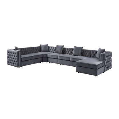 8 Seater Sofa Set: 149" Wide Velvet Left Hand Facing Modular Corner Sectional