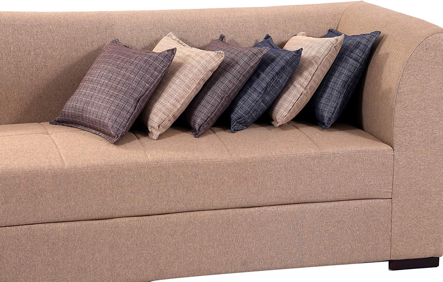 L Shape Sofa Set:- Rome 6 Seater Fabric Sofa Set (Tan Brown)