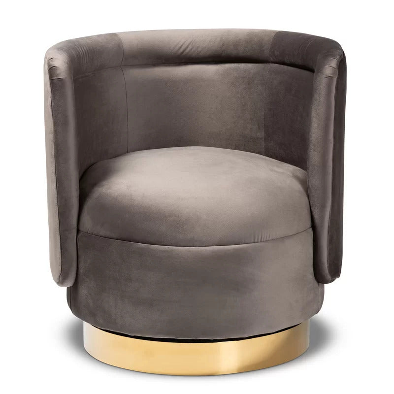 Accent Chair: 27.95'' Wide Velvet Swivel Barrel Chair