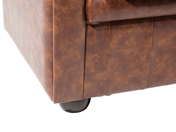 3 Seater Sofa Set:- Alden Artificial Chesterfield Leatherette Sofa Set (Golden Brown)