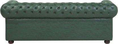 3 Seater Sofa Set:- Alden Chesterfield Leatherette Sofa Set (Green)