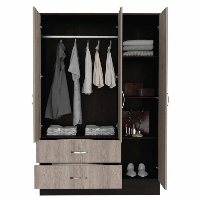 Almirah: 3 Door Wardrobe With Mirror And 2 Drawers – GKW Retail