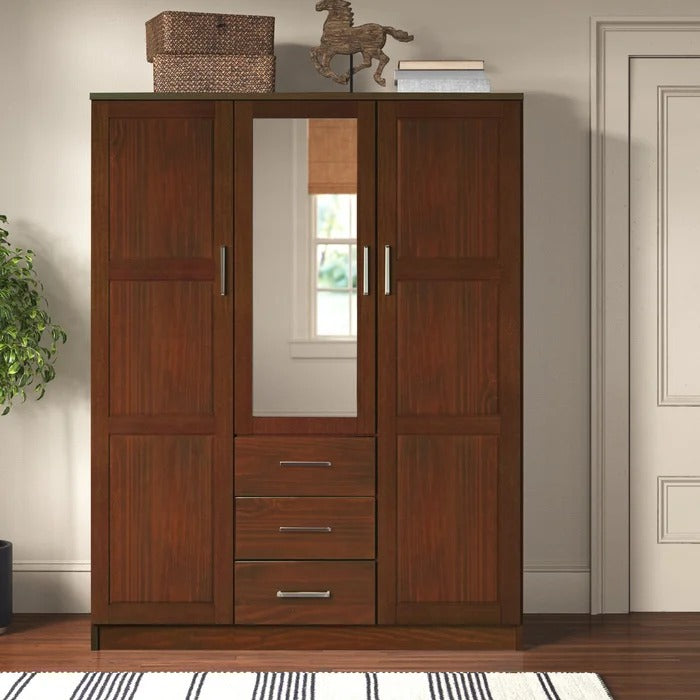 Three door deals cupboard with mirror