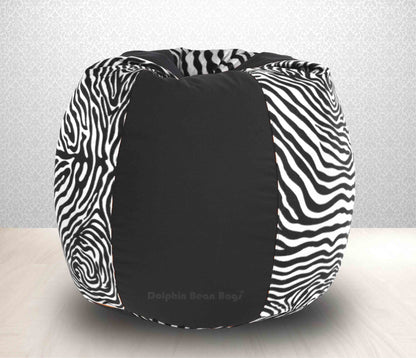 BEAN BAG XXXL BLACK ZEBRA(BLK-WHITE)-FABRIC-COVERS WITHOUT BEANS