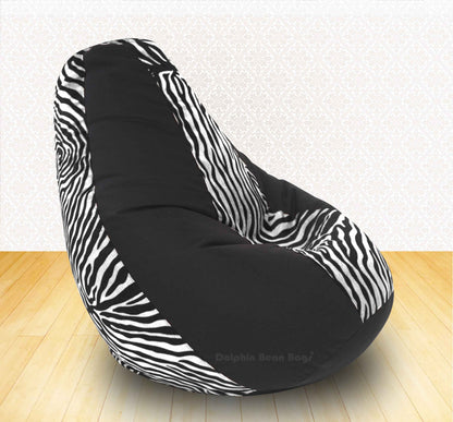 BEAN BAG XXXL BLACK ZEBRA(BLK-WHITE)-FABRIC-COVERS WITHOUT BEANS