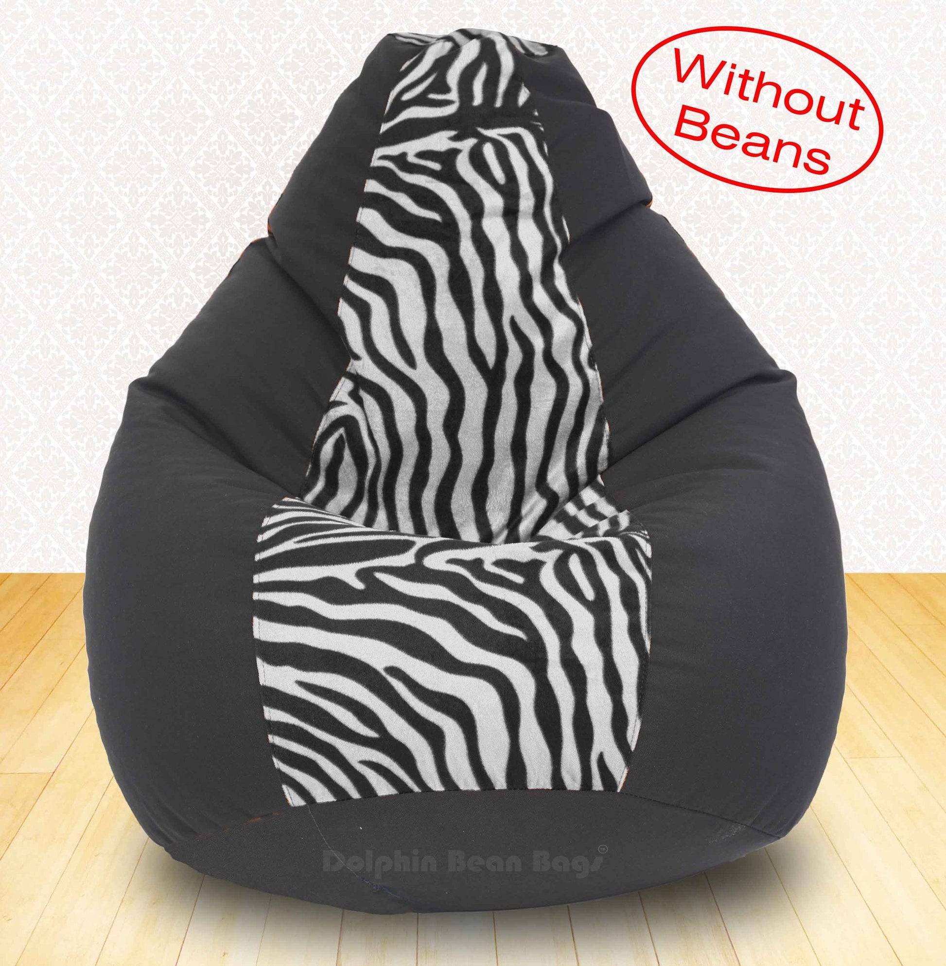 BEAN BAG XXXL BLACK ZEBRA(BLK-WHITE)-FABRIC-COVERS WITHOUT BEANS