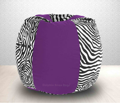 BEAN BAG XXXL PURPLE ZEBRA(BLK-WHITE)-FABRIC-COVERS WITHOUT BEANS