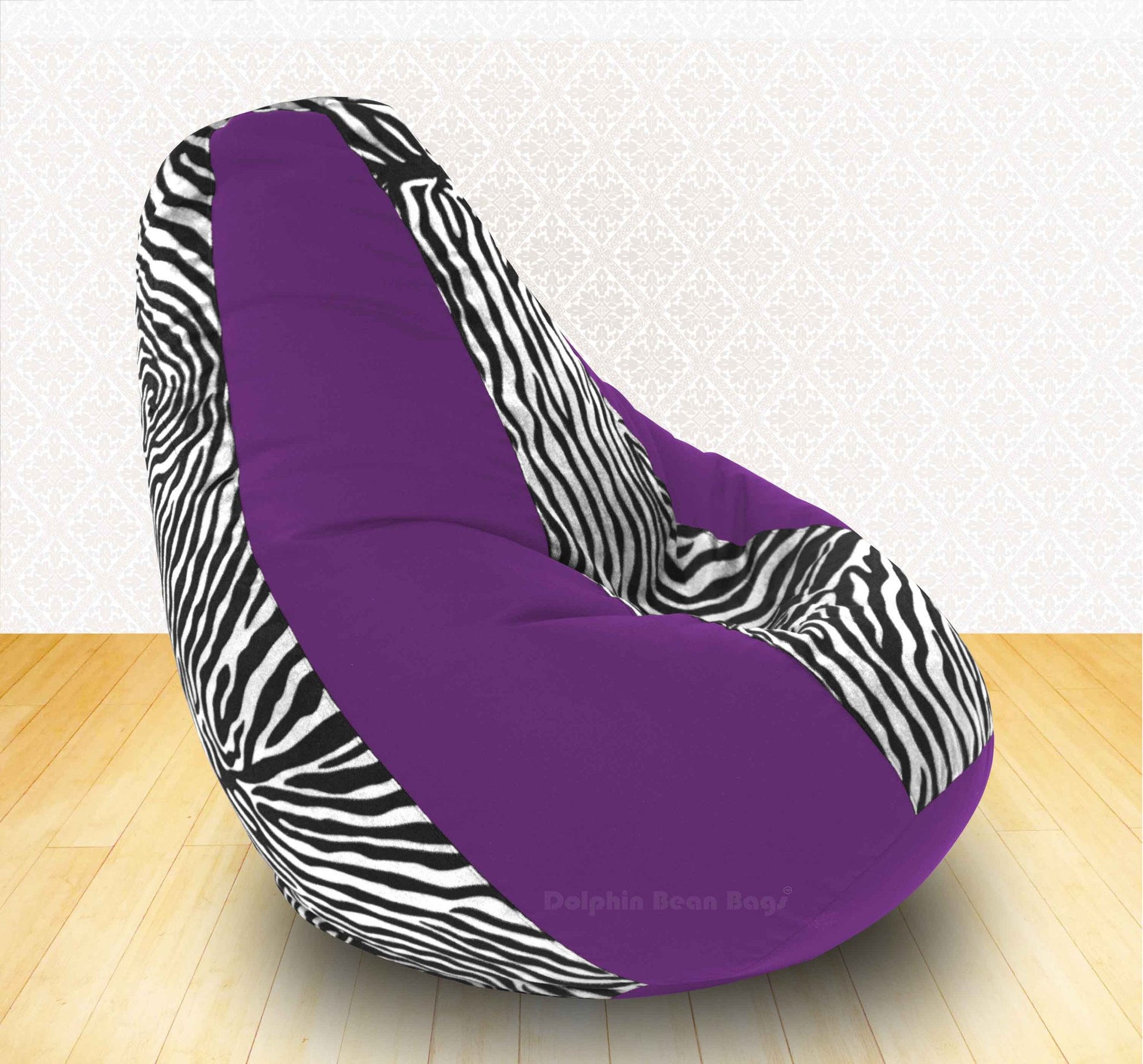 BEAN BAG XXXL PURPLE ZEBRA(BLK-WHITE)-FABRIC-COVERS WITHOUT BEANS