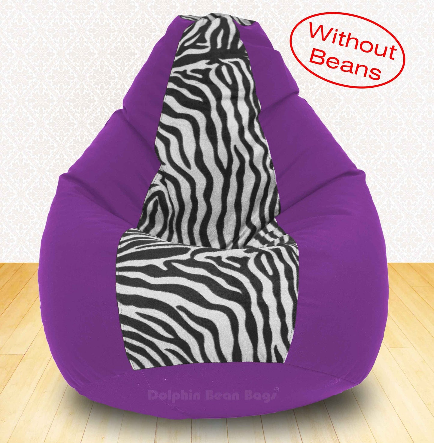 BEAN BAG XXXL PURPLE ZEBRA(BLK-WHITE)-FABRIC-COVERS WITHOUT BEANS