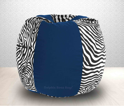 BEAN BAG: 3XL R.BLUE ZEBRA(BLK-WHITE)-FABRIC-COVERS WITHOUT BEANS