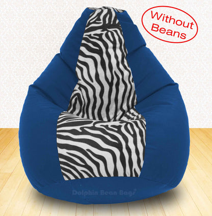 BEAN BAG: 3XL R.BLUE ZEBRA(BLK-WHITE)-FABRIC-COVERS WITHOUT BEANS